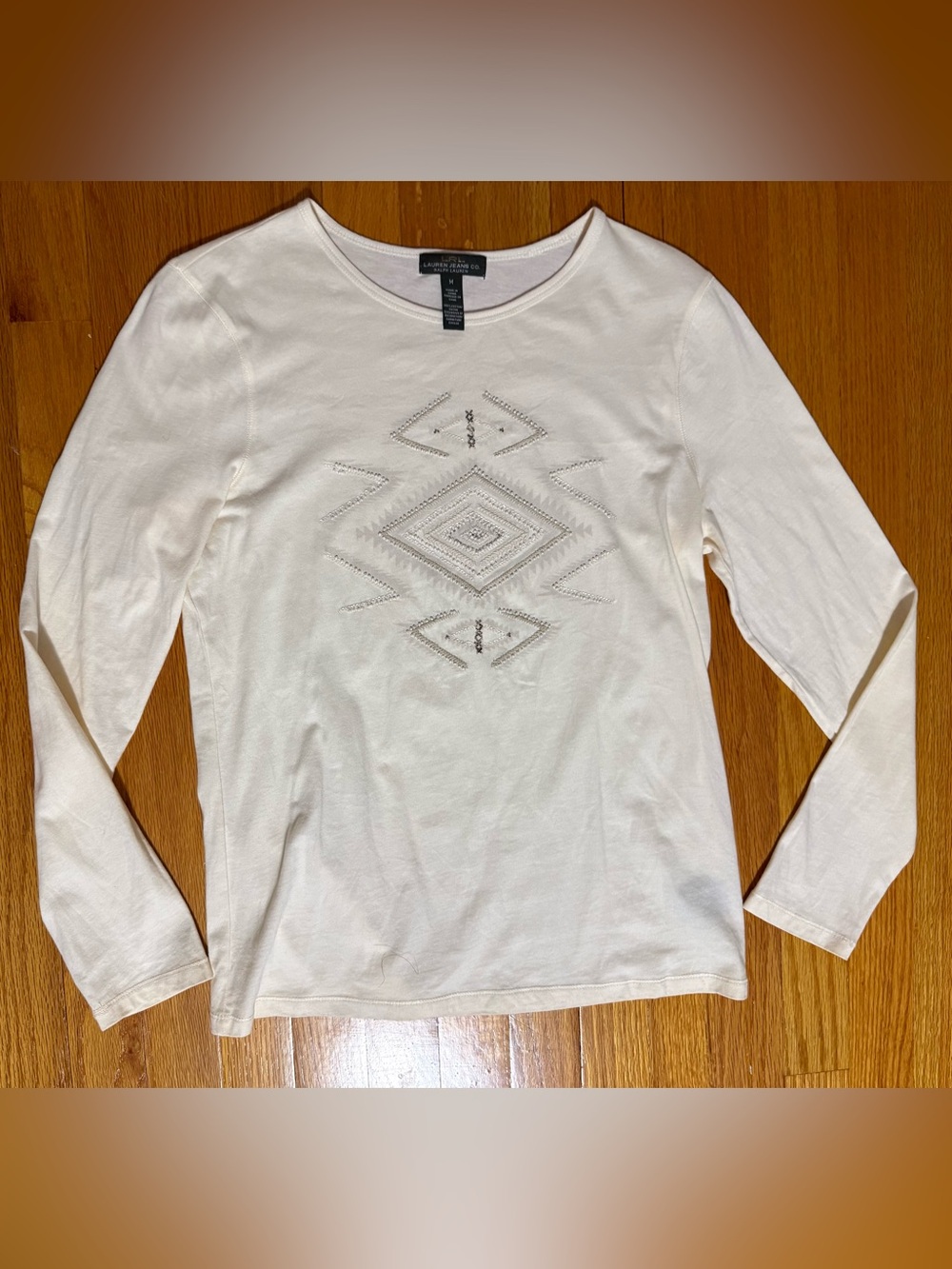 Lauren Jeans Co. Ralph Lauren Beaded Long Sleeve Top - Size M